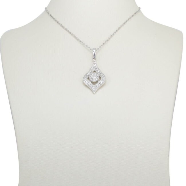 Diamond Pave Marquise Pendant in 18K White Gold