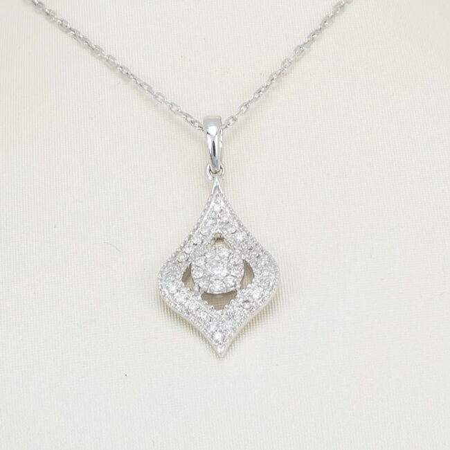 Diamond Pave Marquise Pendant in 18K White Gold - Image 2