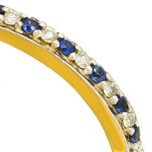 Blue Sapphire Diamond Pave Flow Ring in 18k Gold