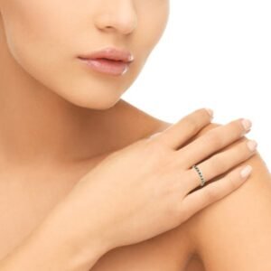 Blue Sapphire Diamond Pave Flow Ring in 18k Gold