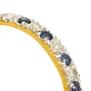 Blue Sapphire Diamond Pave Ring in 18k Gold