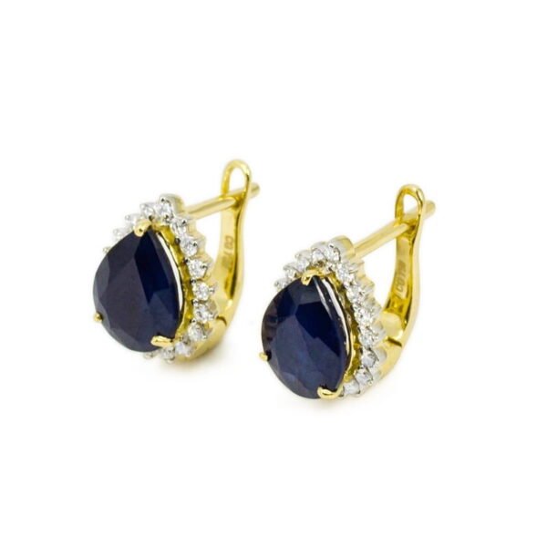 Blue Sapphire Diamonds Pear-cut Earrings in 18K Gold - Image 3