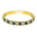 Blue Sapphire Diamond Pave Ring in 18k Gold