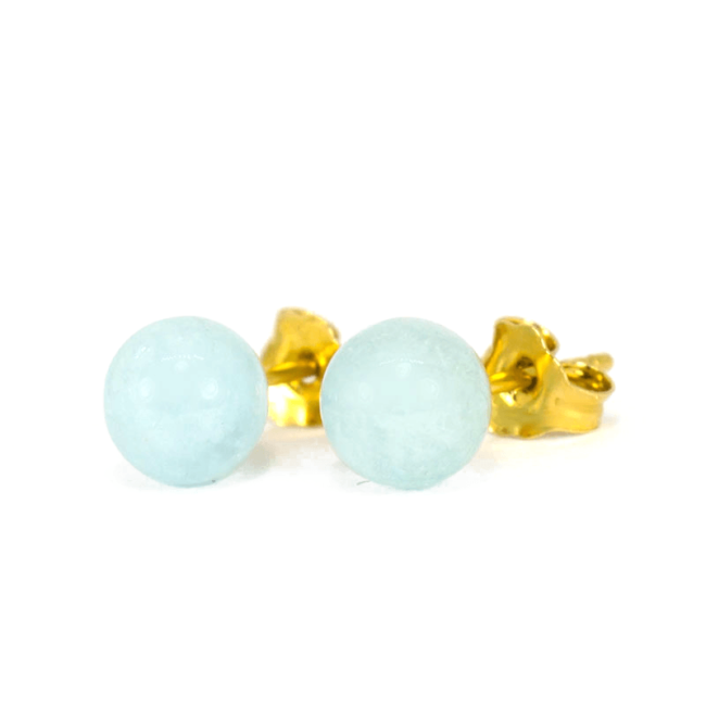 Capri 18K Gold Rounded Aquamarine Earrings