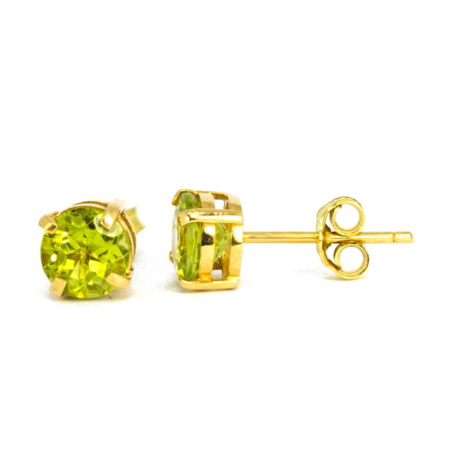 Peridot Round Earrings in 18K Gold