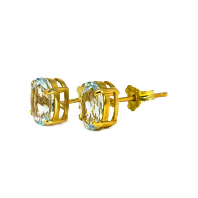 Aquamarine Oval Earrings in 18K Gold