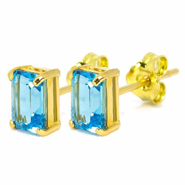 Capri 18KT Gold Radiant 1.43 CT Blue Topaz Earrings