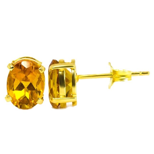 Capri 18KT Gold Oval Citrine Earrings