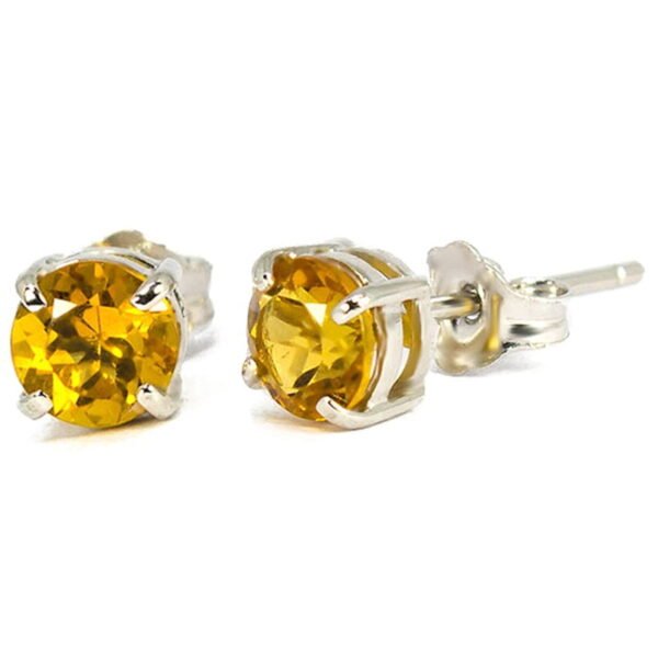 Citrine Round Earrings in 18K White Gold