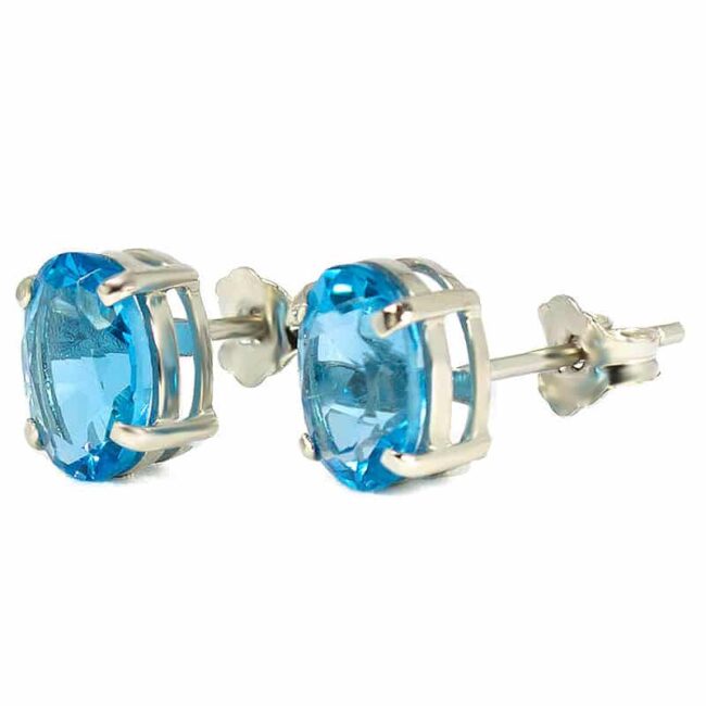 Blue Topaz Earrings in 18K White Gold - Image 2