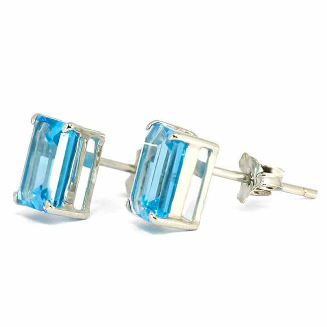 Capri 18KT White Gold Radiant Blue Topaz Earrings