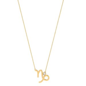 Capricorn Zodiac Sign Necklace with 0.02 ct Diamond in 18K Gold