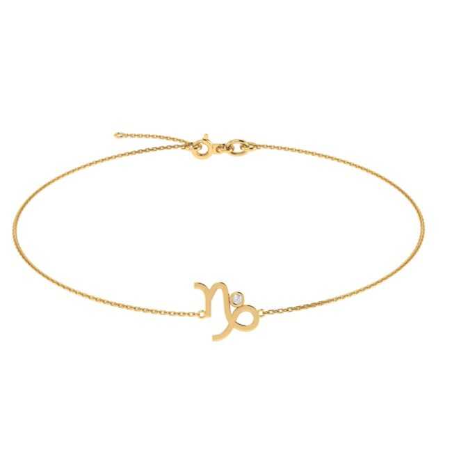 Capricorn Zodiac Sign Bracelet with 0.02 ct Diamond in 18K Gold