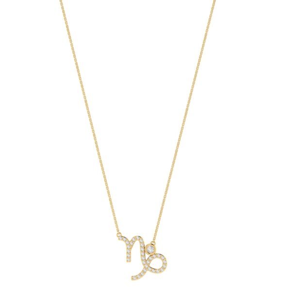 Capricorn Zodiac Sign Necklace with 0.116 ct Diamond in 18K Gold