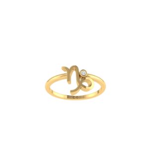Capricorn Zodiac Sign Ring with 0.02 ct Diamond in 18K Gold