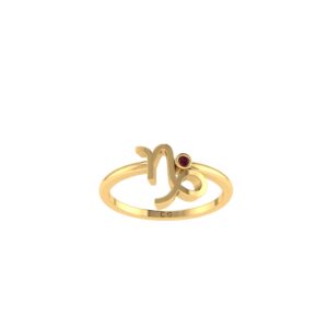 Capricorn Zodiac Sign Ring with 0.04 ct Garnet in 18K Gold
