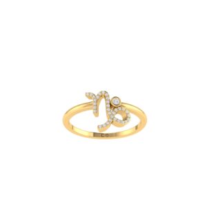 Capricorn Zodiac Sign Ring with 0.116 ct Diamond in 18K Gold