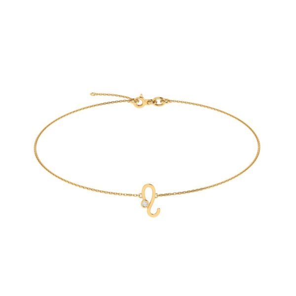 Leo Zodiac Sign Bracelet with 0.02 ct Diamond in 18K Gold