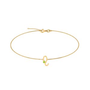 Leo Zodiac Sign Bracelet with 0.03 ct Peridot in 18K Gold