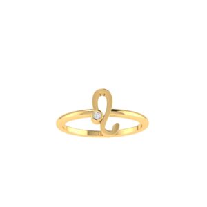 Leo Zodiac Sign Ring with 0.02 ct Diamond in 18K Gold