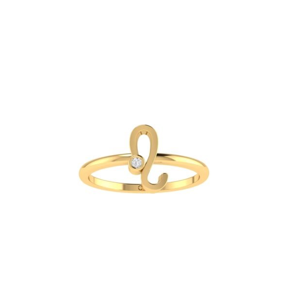 Leo Zodiac Sign Ring with 0.02 ct Diamond in 18K Gold
