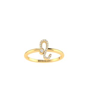 Leo Zodiac Sign Ring with 0.08 ct Diamond in 18K Gold