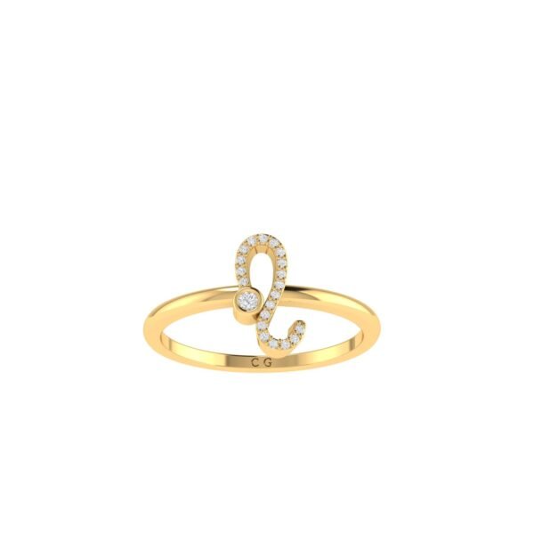 Leo Zodiac Sign Ring with 0.08 ct Diamond in 18K Gold