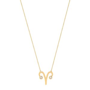 Aries Zodiac Sign Necklace with 0.04 ct Diamond in 18K Gold