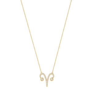 Aries Zodiac Sign Necklace with 0.152 ct Diamond in 18K Gold