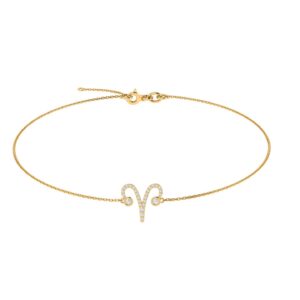 Aries Zodiac Sign Bracelet with 0.152 ct Diamond in 18K Gold