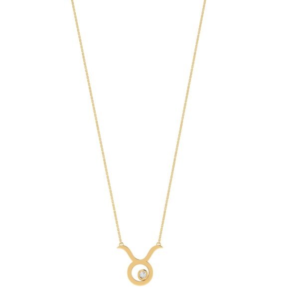 Taurus Zodiac Sign Necklace with 0.02 ct Diamond in 18K Gold
