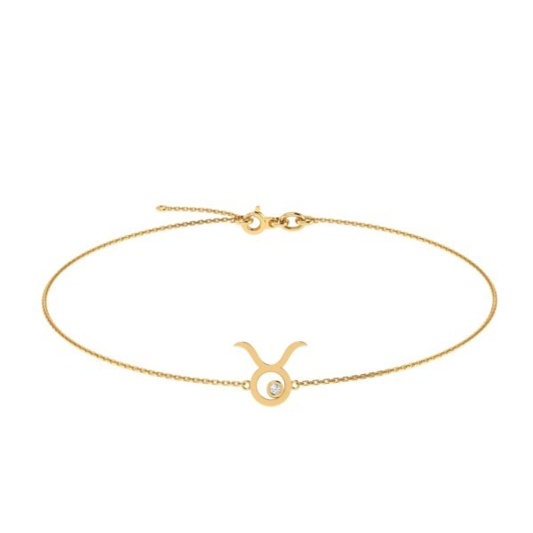 Taurus Zodiac Sign Bracelet with 0.02 ct Diamond in 18K Gold