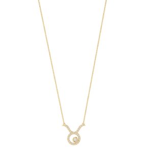 Taurus Zodiac Sign Necklace with 0.101 ct Diamond in 18K Gold
