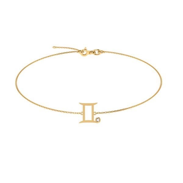 Gemini Zodiac Sign Bracelet with 0.02 ct Pearl in 18K Gold