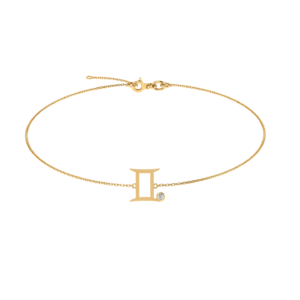 Gemini Zodiac Sign Bracelet with 0.02 ct Diamond in 18K Gold