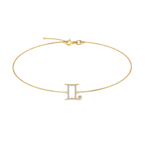 Gemini Zodiac Sign Bracelet with 0.092 ct Diamond in 18K Gold