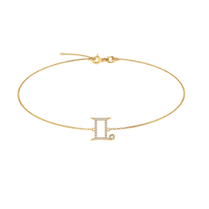 Gemini Zodiac Sign Bracelet with 0.072 ct Diamond and 0.02 ct Pearl in 18K Gold