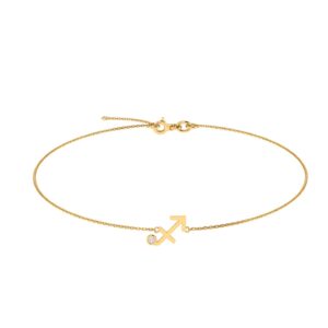 Sagittarius Zodiac Sign Bracelet with 0.02 ct Diamond in 18K Gold