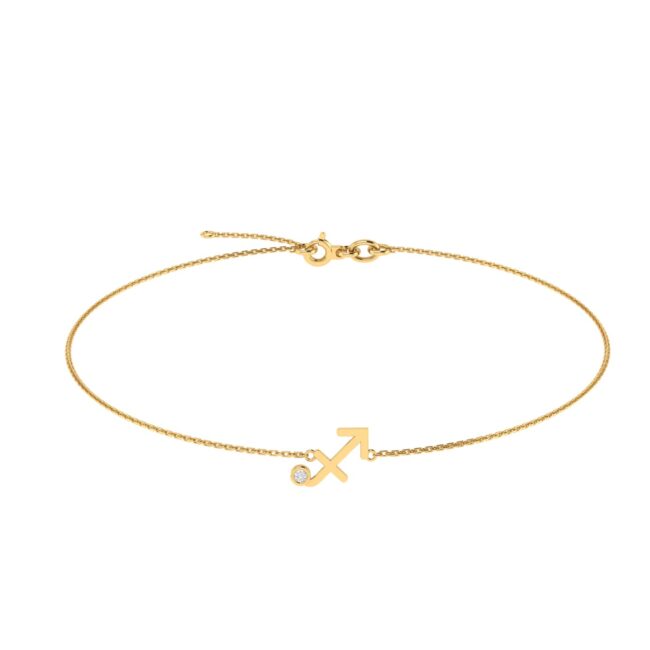 Sagittarius Zodiac Sign Bracelet with 0.02 ct Diamond in 18K Gold