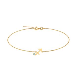 Sagittarius Zodiac Sign Bracelet with 0.03 ct Blue Topaz in 18K Gold