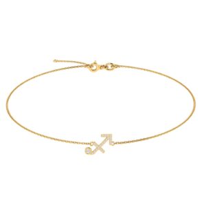 Sagittarius Zodiac Sign Bracelet with 0.08 ct Diamond in 18K Gold