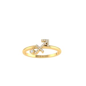 Sagittarius Zodiac Sign Ring with 0.08 ct Diamond in 18K Gold