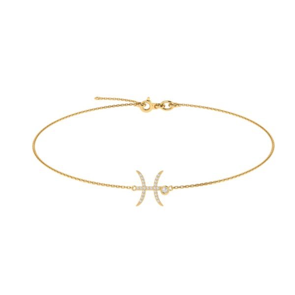 Pisces Zodiac Sign Bracelet with 0.089 ct Diamond in 18K Gold