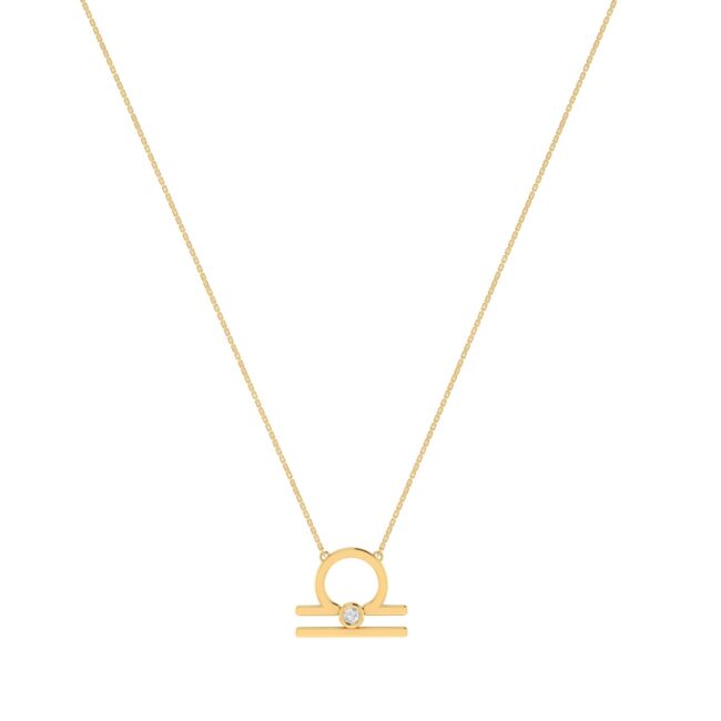 Libra Zodiac Sign Necklace with 0.02 ct Diamond in 18K Gold