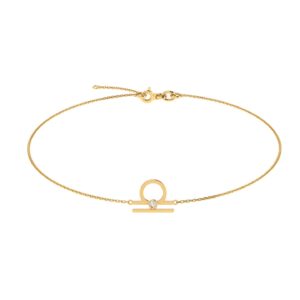 Libra Zodiac Sign Bracelet with 0.02 ct Diamond in 18K Gold