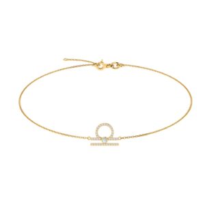 Libra Zodiac Sign Bracelet with 0.102 ct Diamond and 0.01 ct Opal in 18K Gold