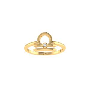 Libra Zodiac Sign Ring with 0.02 ct Diamond in 18K Gold