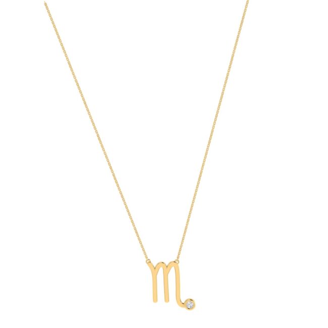 Scorpio Zodiac Sign Necklace with 0.02 ct Diamond in 18K Gold