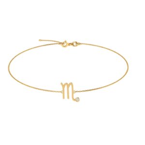 Scorpio Zodiac Sign Bracelet with 0.02 ct Diamond in 18K Gold