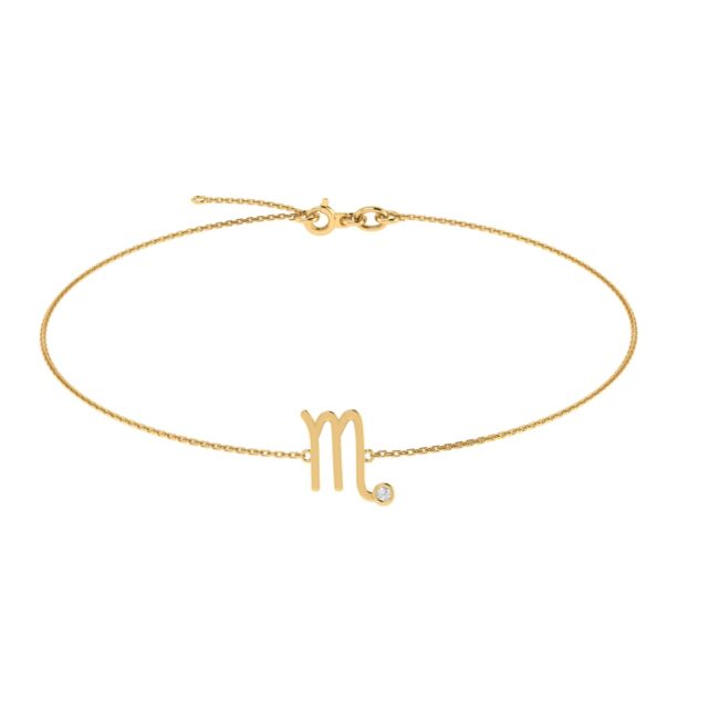 Scorpio Zodiac Sign Bracelet with 0.02 ct Diamond in 18K Gold